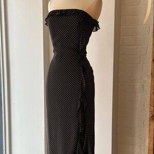 Ralph Lauren Vintage Silk Polka Dot Strapless Dress